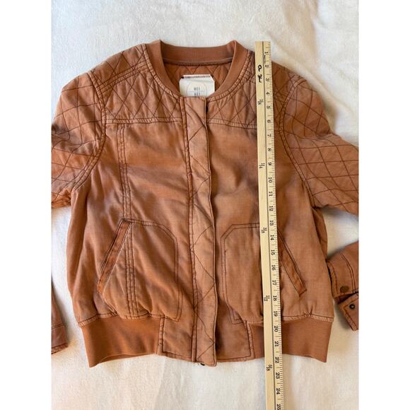 Anthropologie Hei Hei Rust Orange Quilted Zip Bomber Jacket Size L - Picture 7 of 9